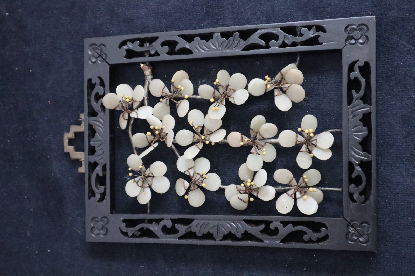 2 Vintage Chinese 3D Jade Stone Hanging Wall Plaque