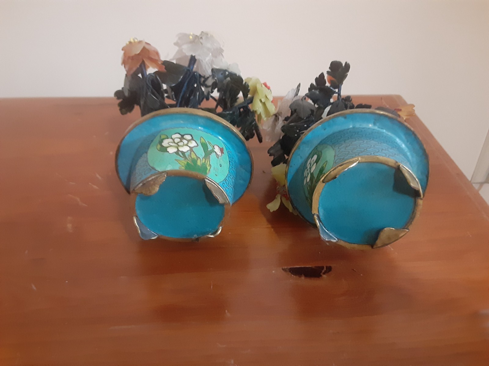 Pair of Antique Vintage Jade Trees