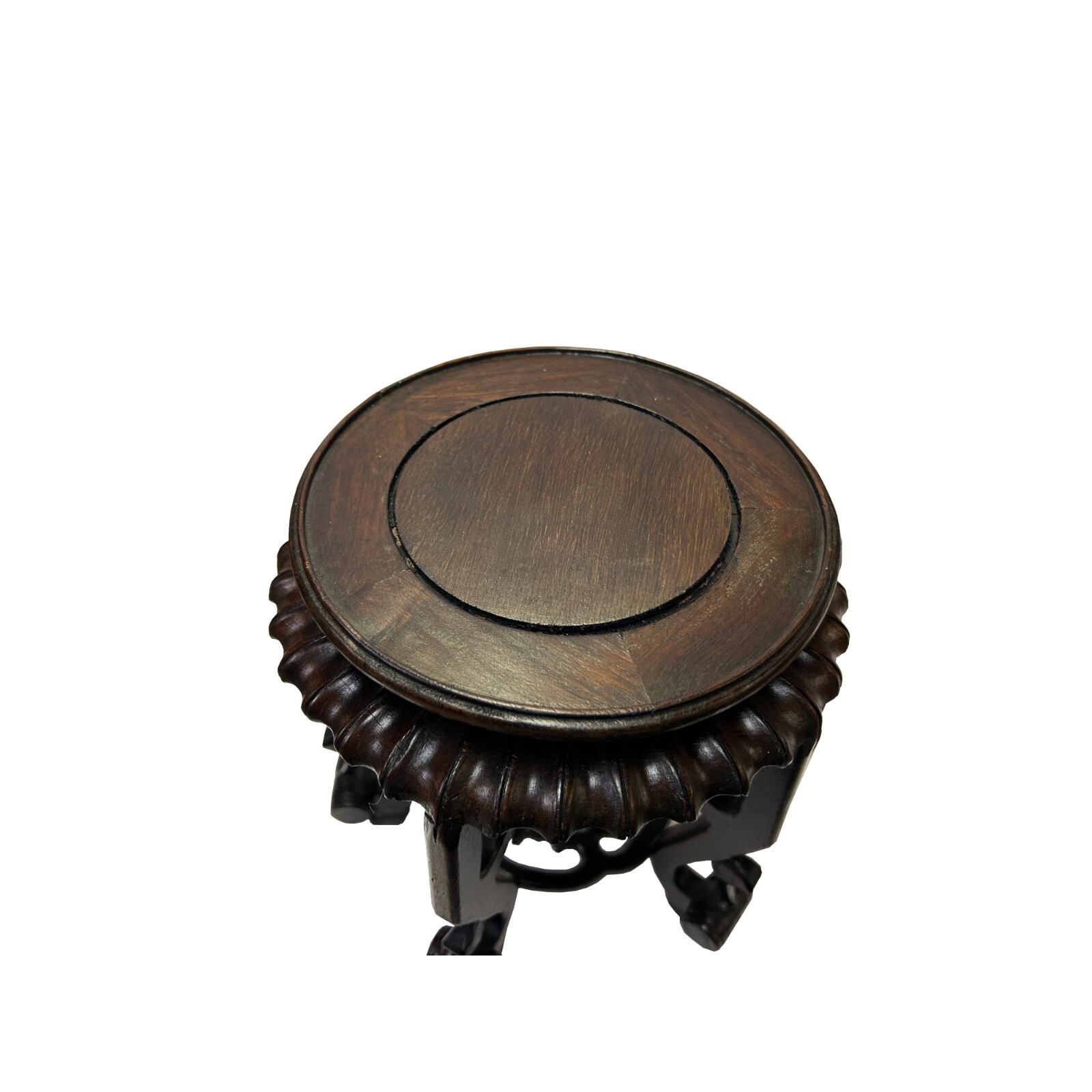 5.75″ Chinese Brown Wood Round Table Top Vase Stand Display Easel ws3736