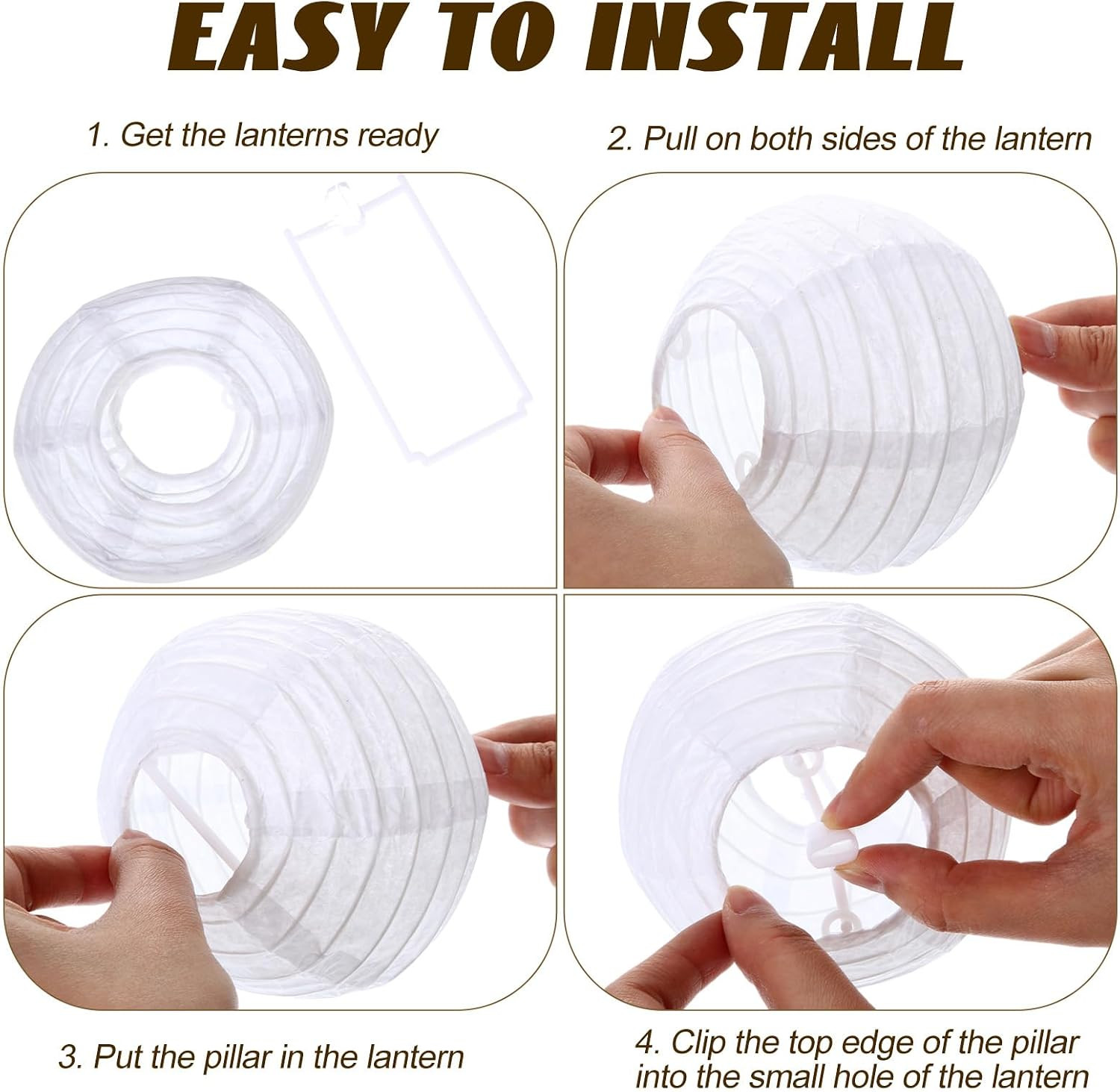 30 Pack White Chinese Japanese Paper Lanterns Decorative Hanging round Paper Lan