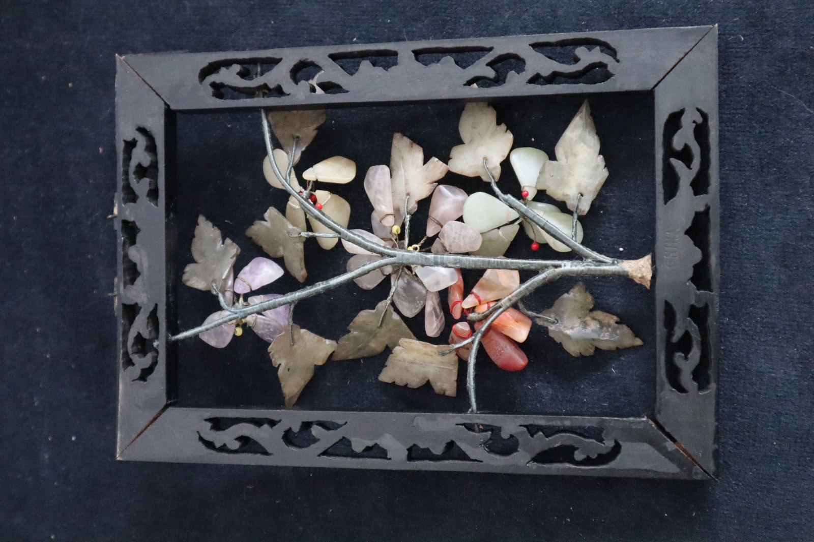 2 Vintage Chinese 3D Jade Stone Hanging Wall Plaque