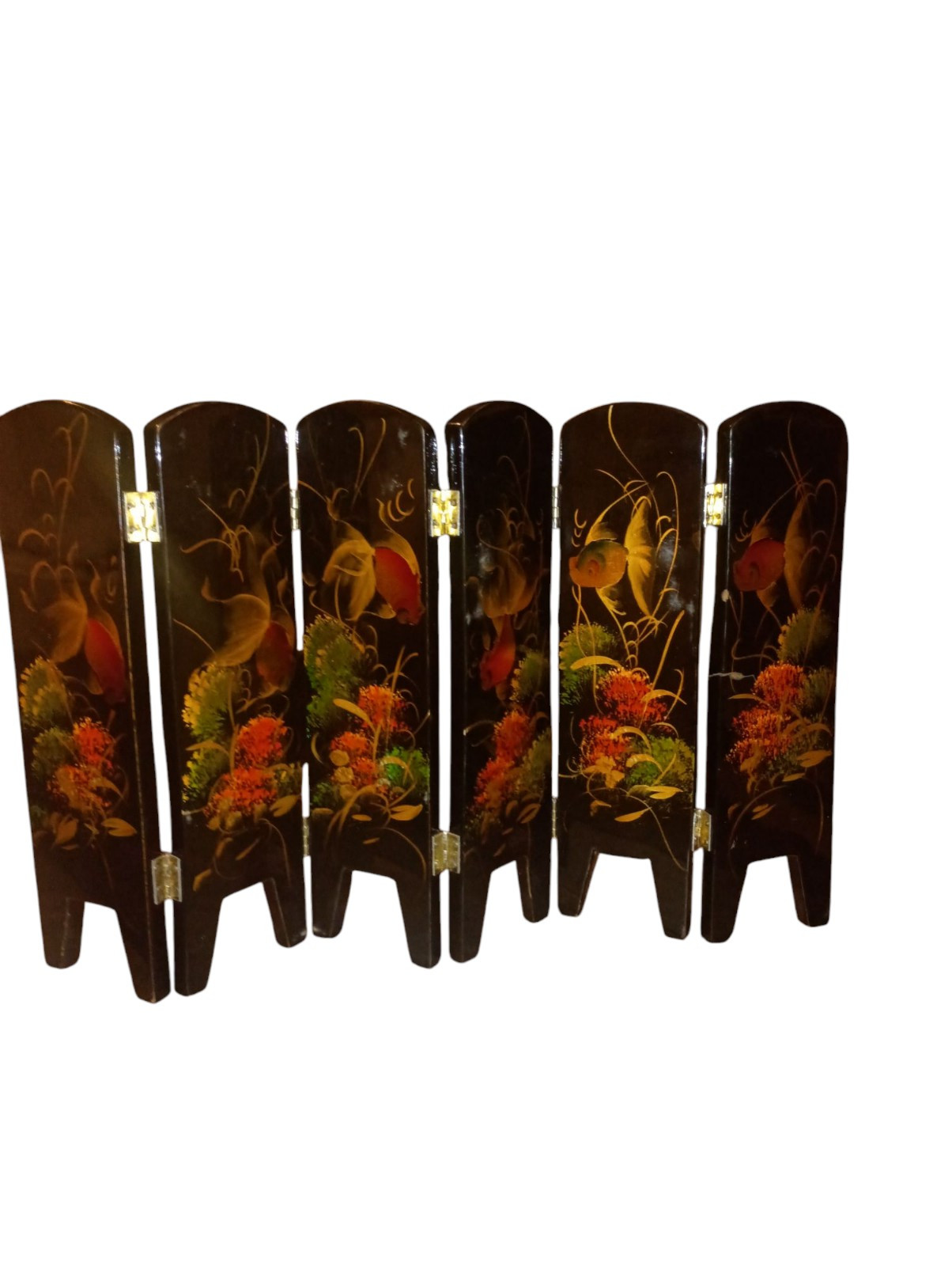 MINI ASIAN ORIENTAL 6 PANEL TABLETOP DIVIDER 10″ H 17″ L