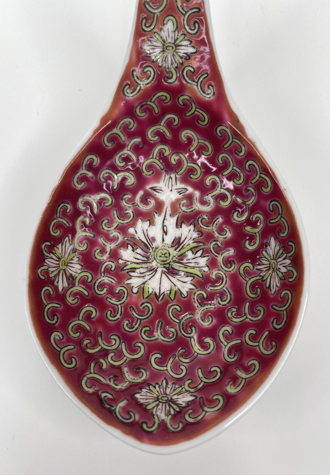 Serving Spoon Red Mun Shou 9″ Chinese Porcelain Longevity Pattern