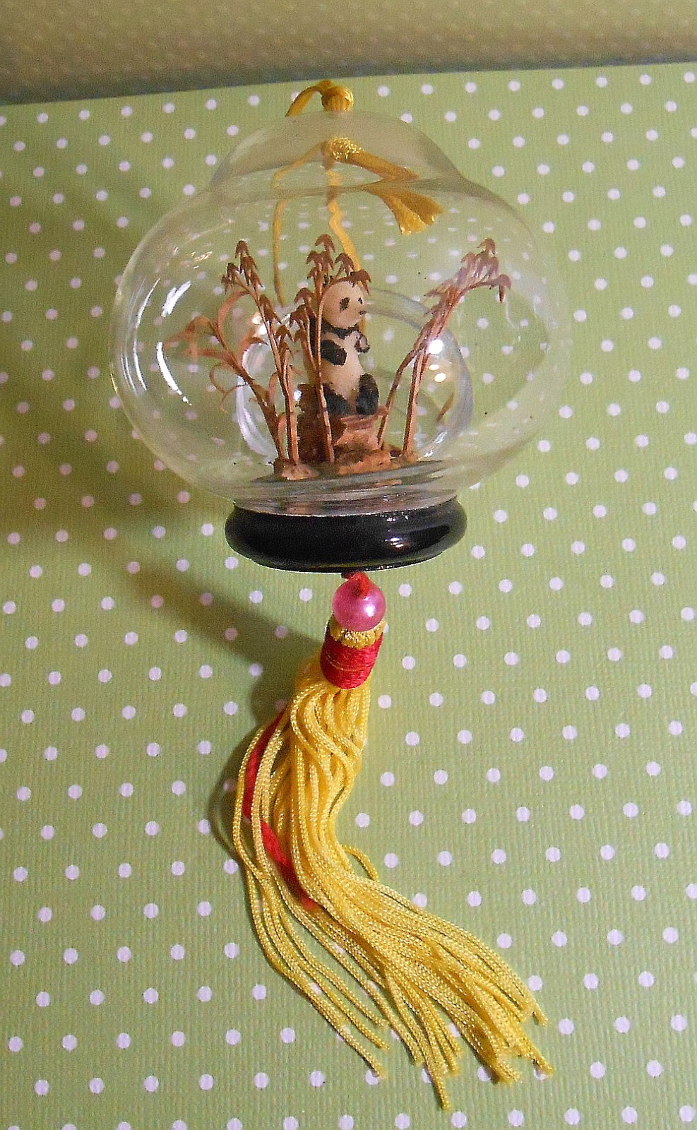 Vintage Chinese Panda Hanging Ornament Globe