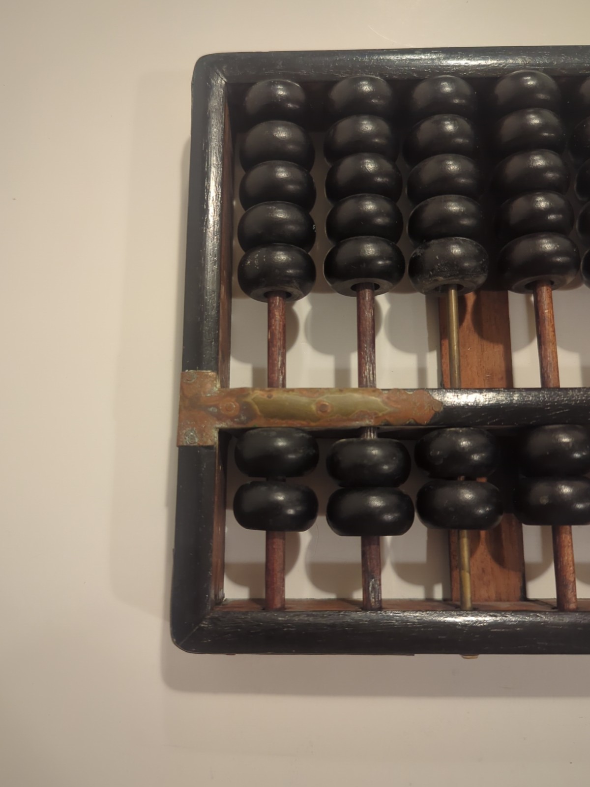 Vintage Lotus – Flower Brand ABACUS Black Painted Wood with Brass Accents