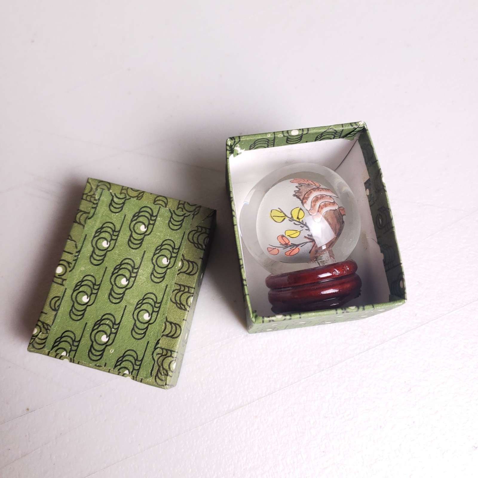 Vintage Chinese Inside Painted Glass Globe Snake Zodiac Art Sphere With Stand