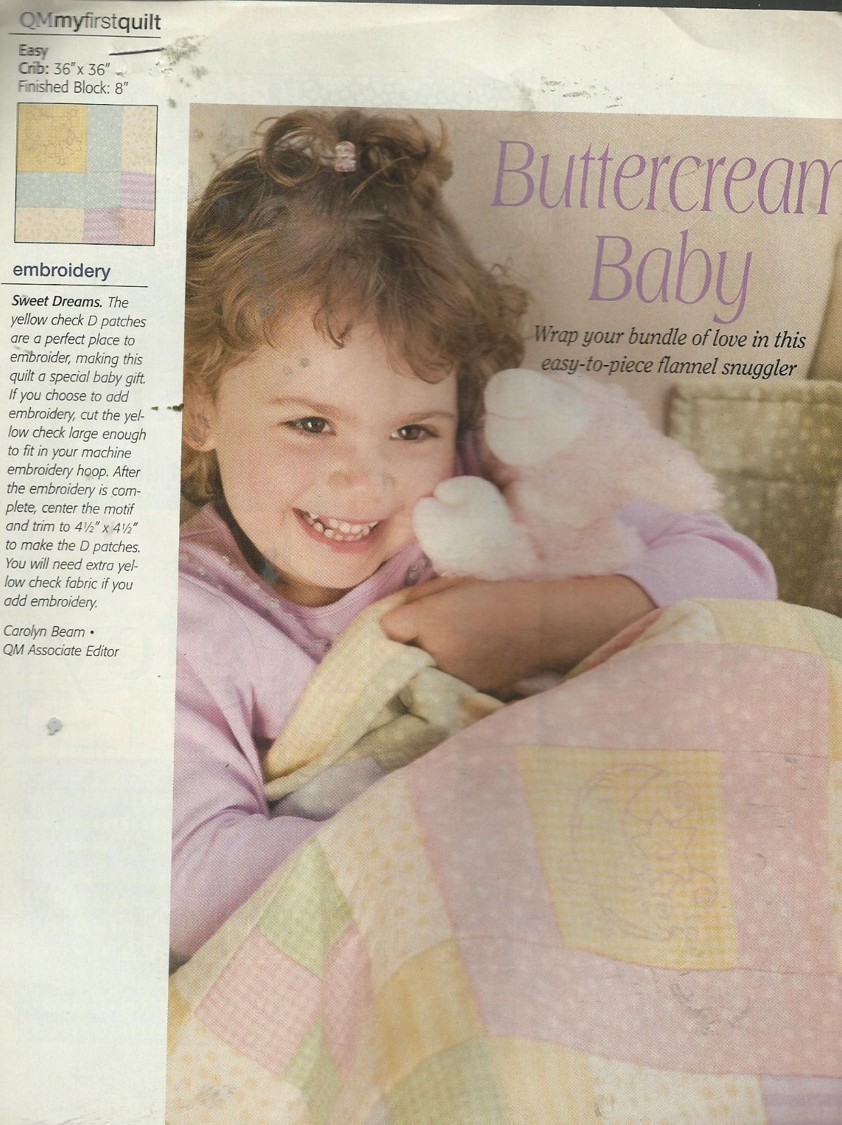 F0100 BUTTERCREAM BABY QUILT PATTERN/INSTRUCTIONS