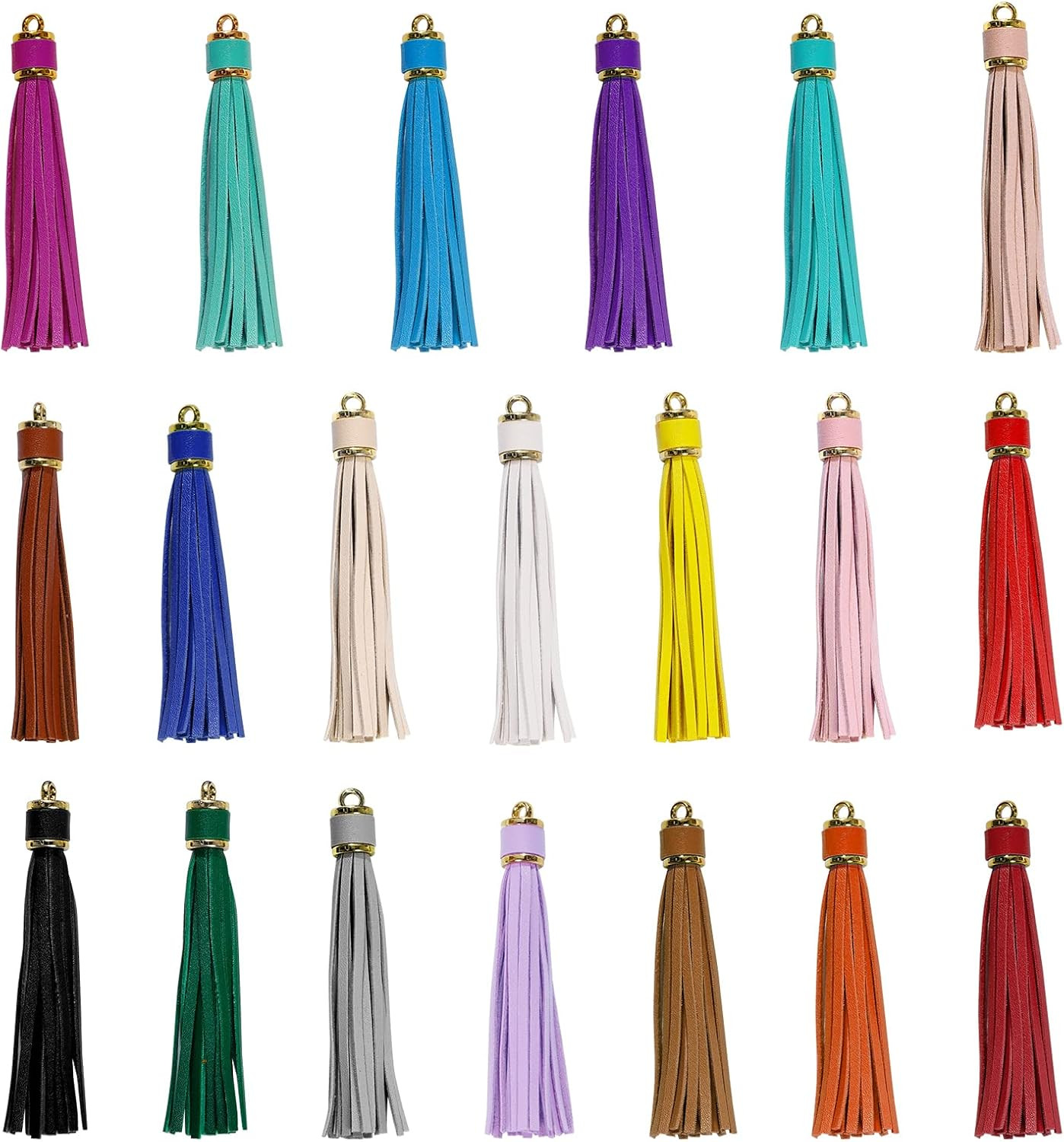 20 Pieces 3.9 inch Faux Leather Tassel Bulk Keychain Tassels Artificial Leath…