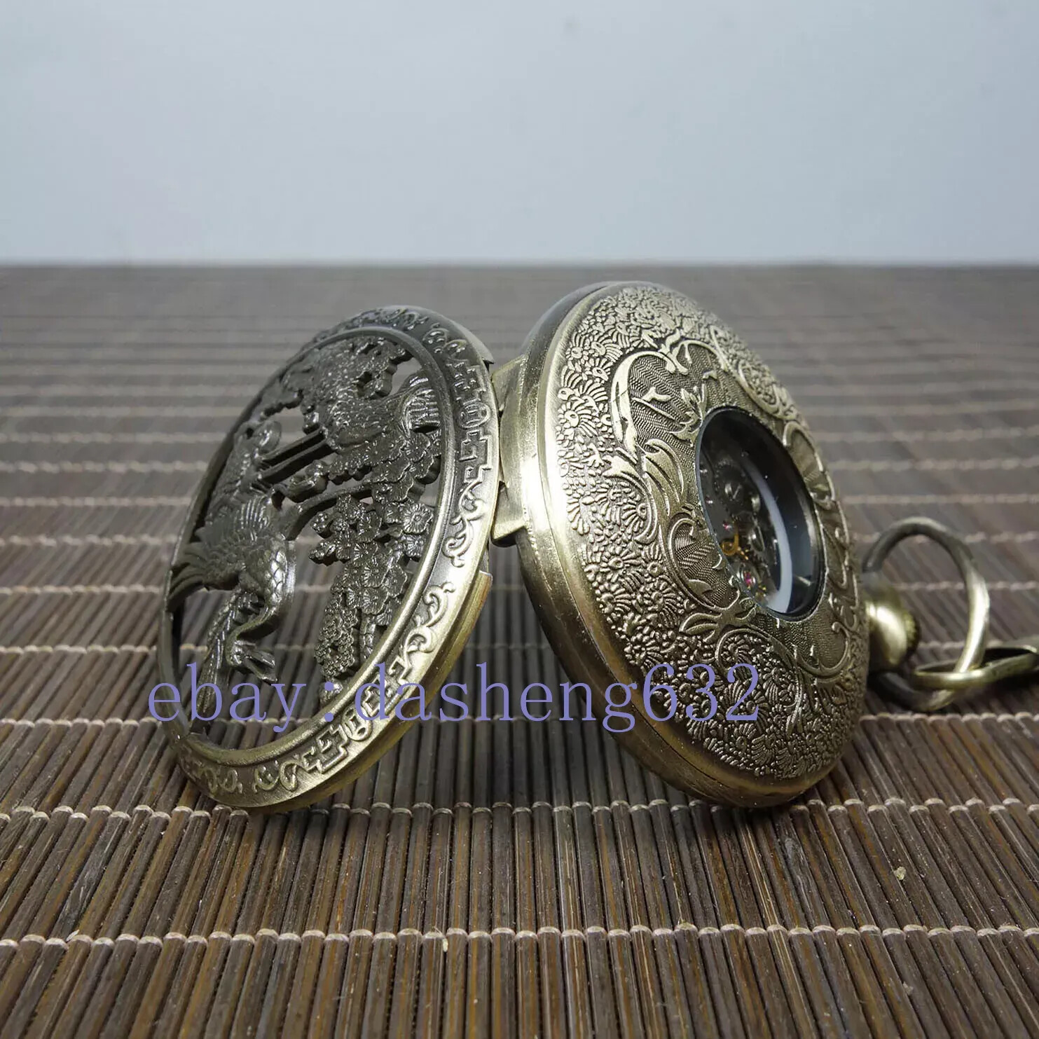 Mechanical Clock Horologe Alloy Crane Single Open Mechanical Pocket Watch