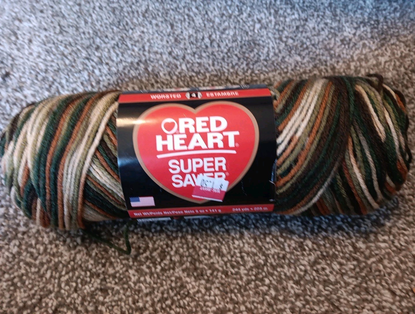 Red Heart Super Saver Yarn Woodsy Sylvestre 5 Oz Skein E300 4 Ply Worsted