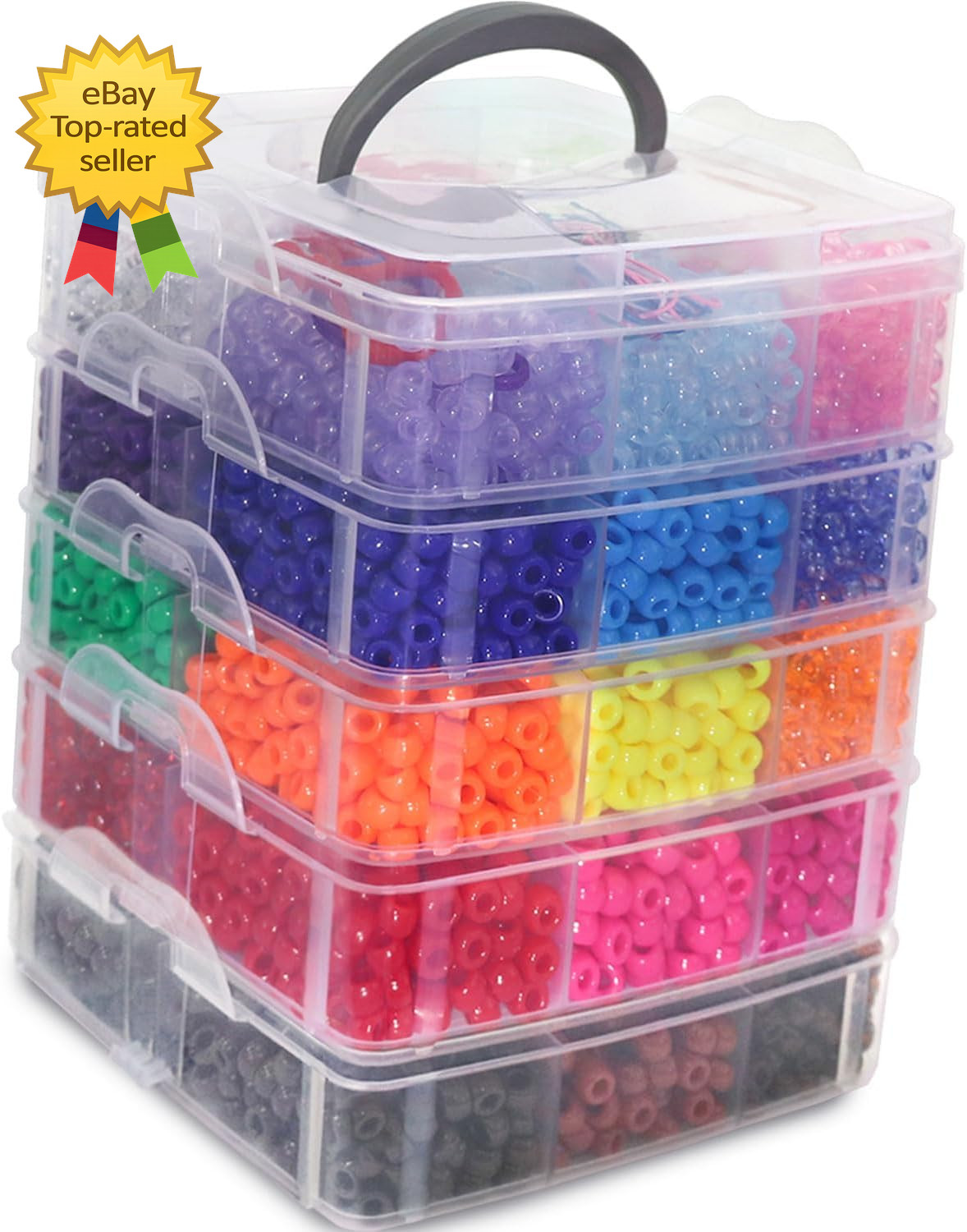 5700Pcs Pony Beads Bulk 30 Colors Rainbow Kandi Bead for Hair Braiding Friendshi