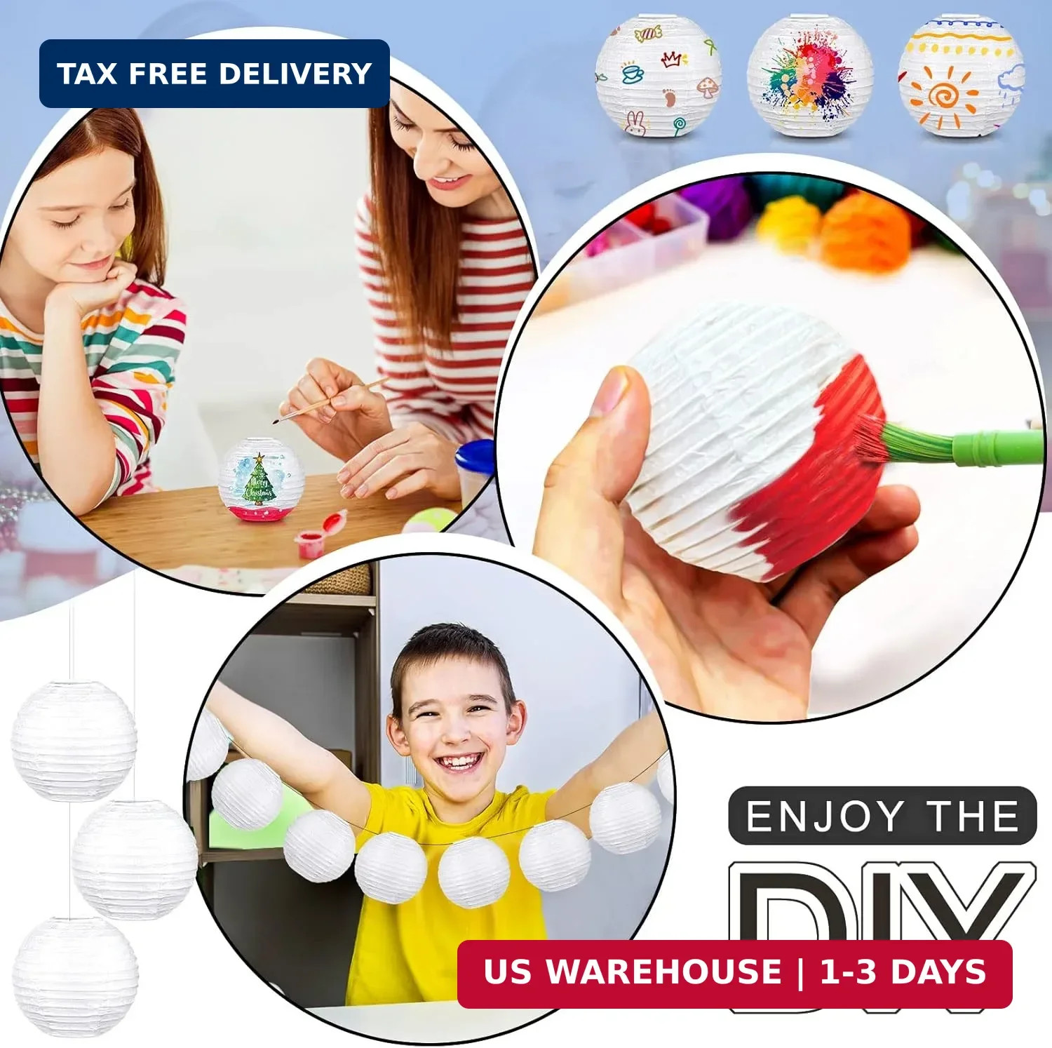 Hortsun 20 Pcs Chinese Japanese Paper Lanterns 3 Inches Decorative Hanging Ball