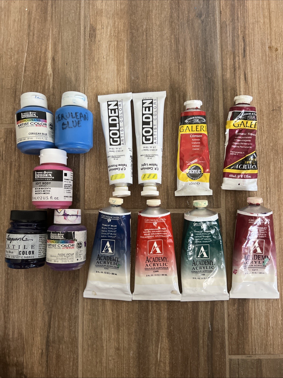 13pc Academy Acrylic Paint Winsor & Newton Golden Artist Colors Liquitex Lot Z5