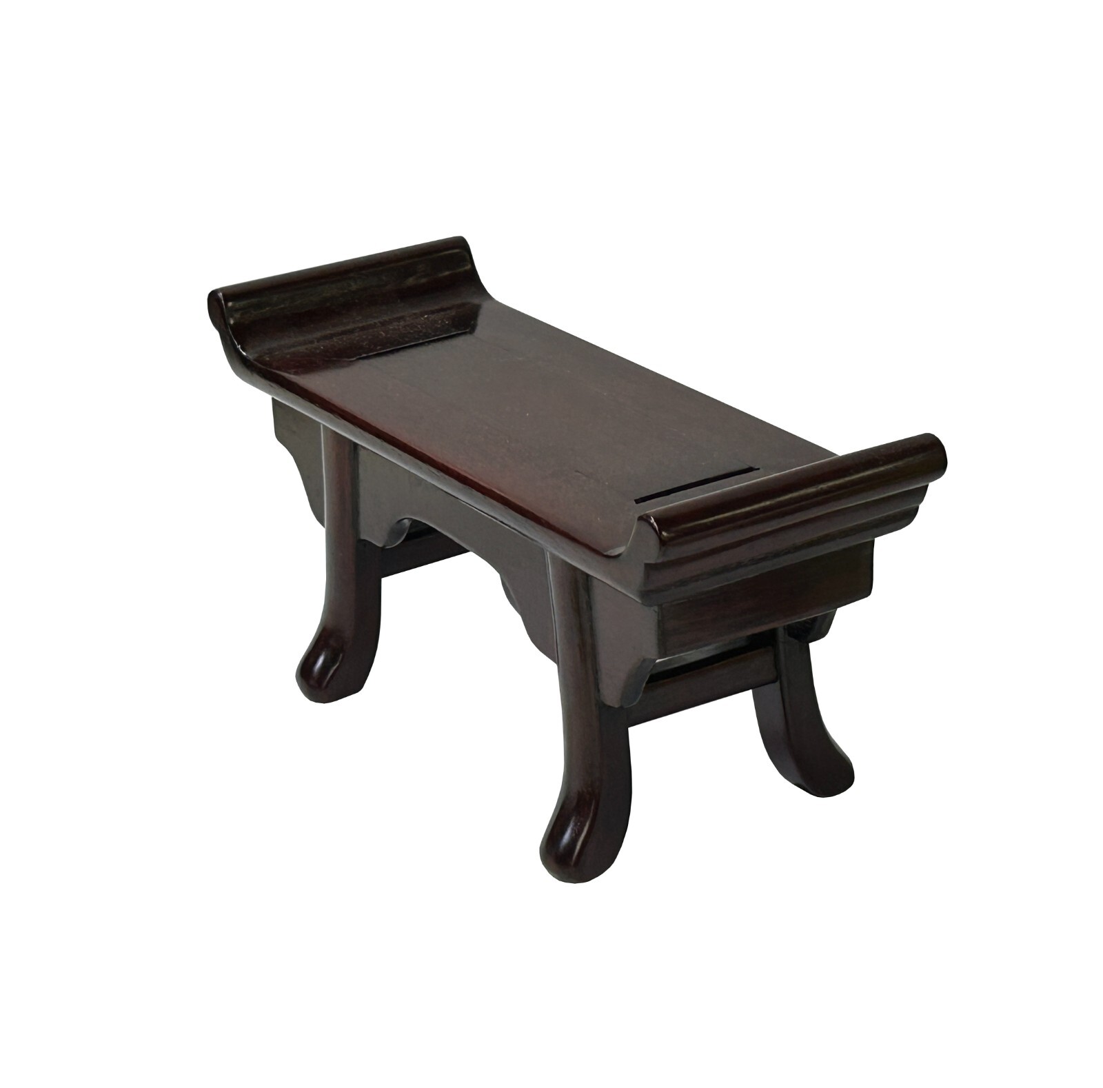 8″ Chinese Brown Altar Point Edge Shape Accent Wood Display Stand st1024