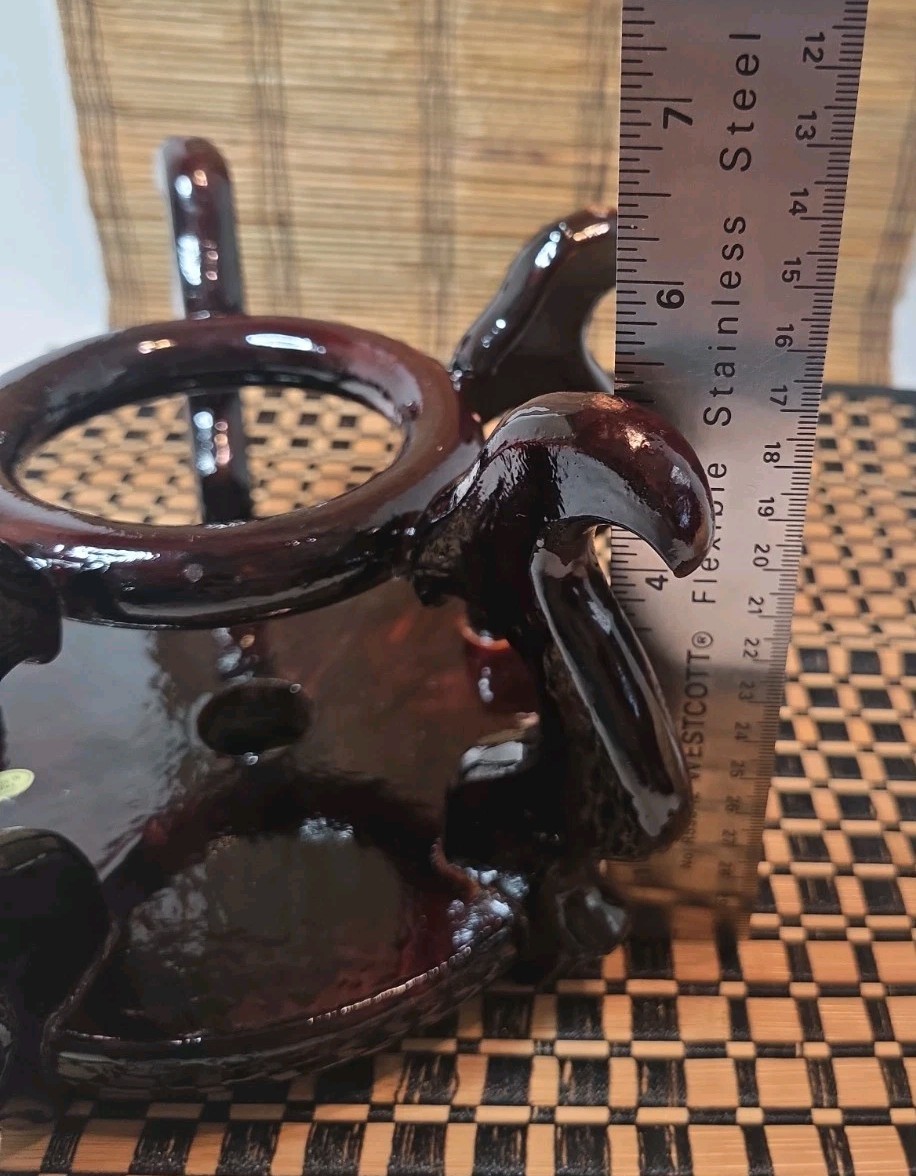 Asian Style Dark Wood Vase Collectible Pedestal Riser Stand 5 Feet 5.25″ H READ