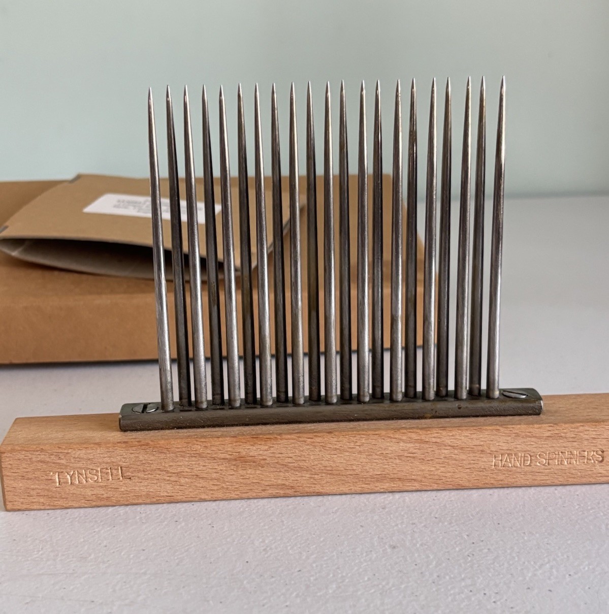 Vintage 80s Tynsell Handspinners Heavy Duty Wool Hackle Hetchel Wool Brush