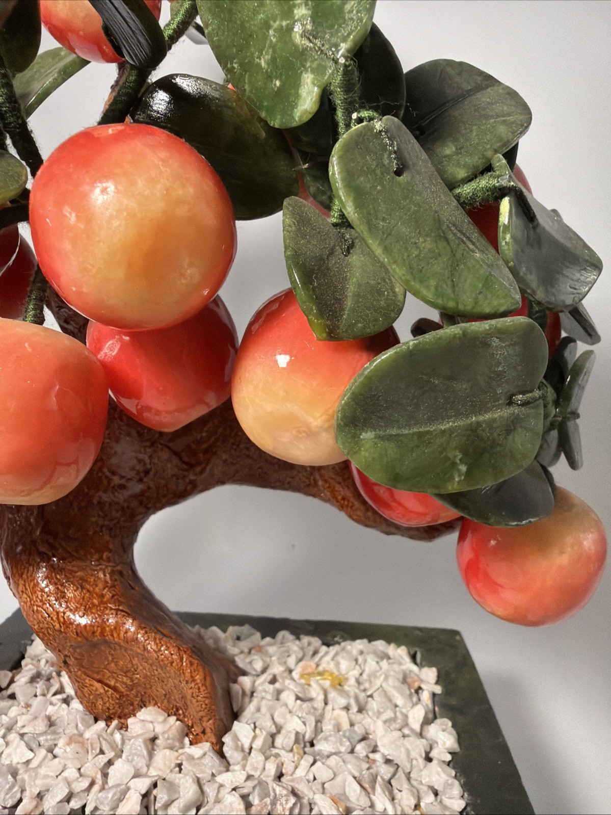 Vintage Chinese Jade Peach Bonsai Tree Sculpture Large ~14inch Heavy ~6lb