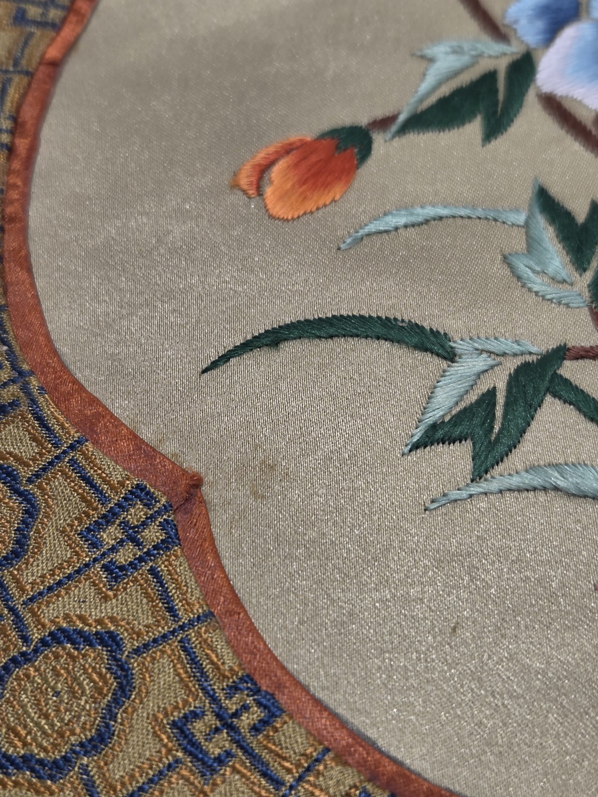 Vtg Chinese Silk Mats & Runner Embroidered Butterfly Flower Asian Table Decor