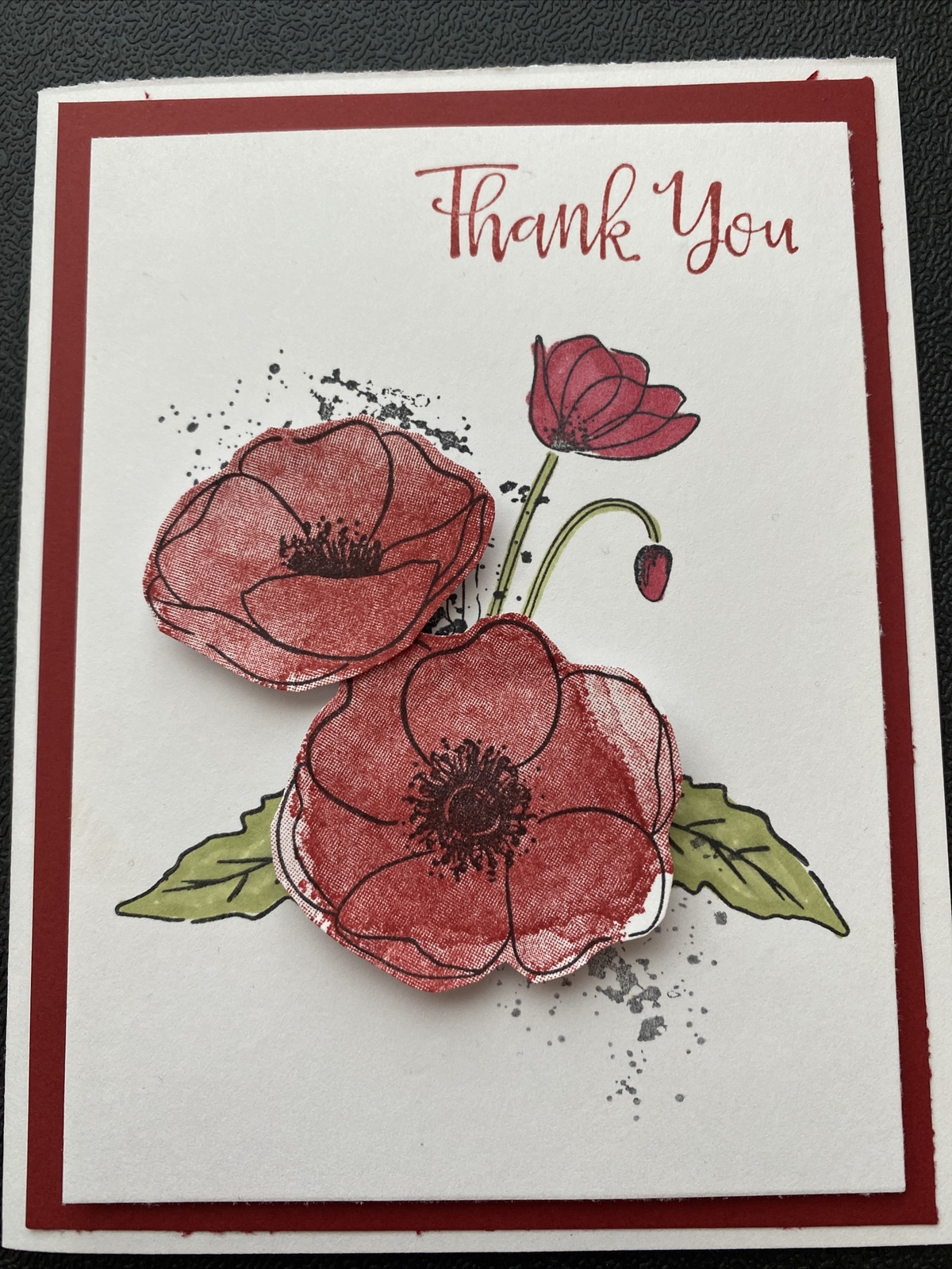 Stampin Up Card Kit Set Of 4 “Thank You” Red Poppies