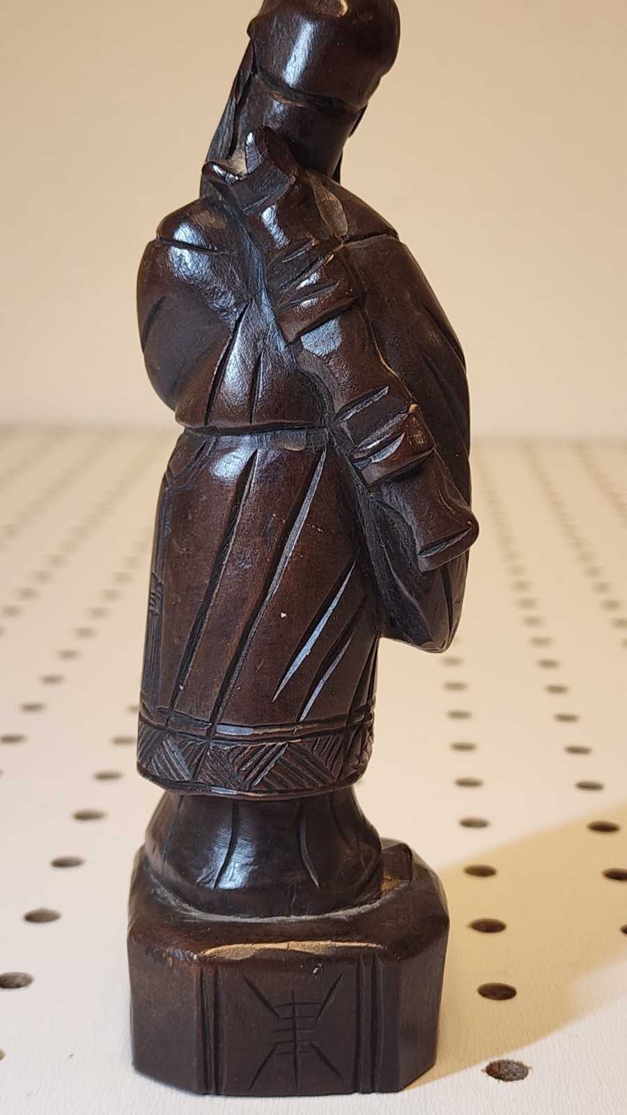 Pair Vintage Chinese Wood Carvings He Xiangu & Zhang Guo Lao Immortals 6″
