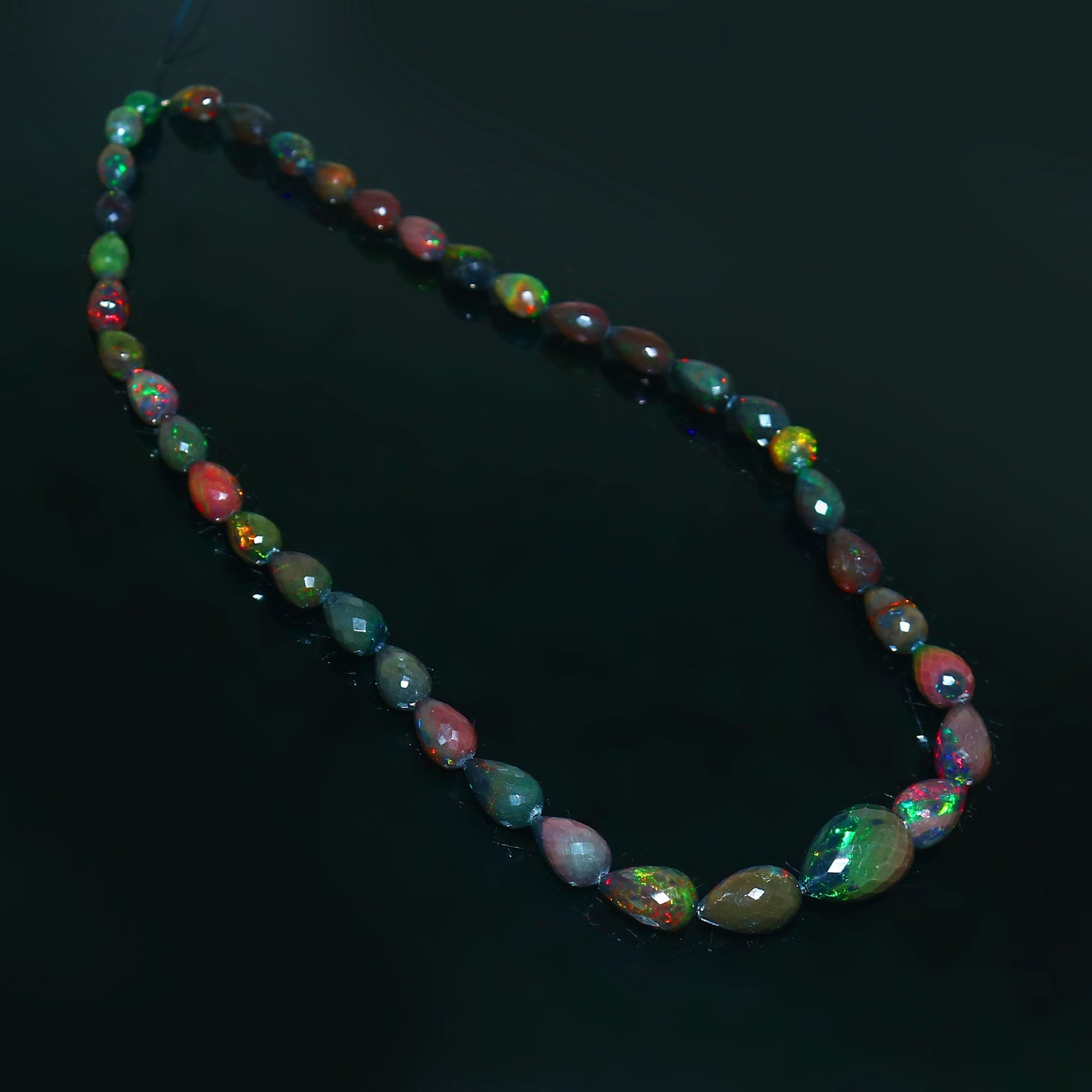 112Cts Natural Black Ethiopian Opal Teardrop Beads Opal Briolette OB34