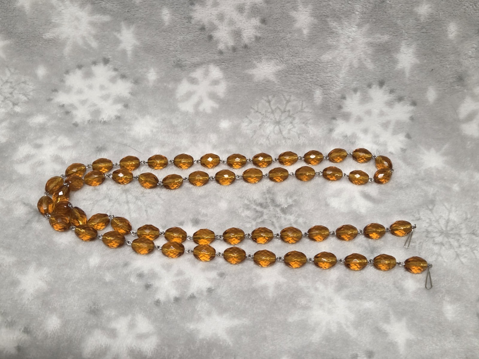 38” Amber glass color beads prism chain chandelier lamp parts