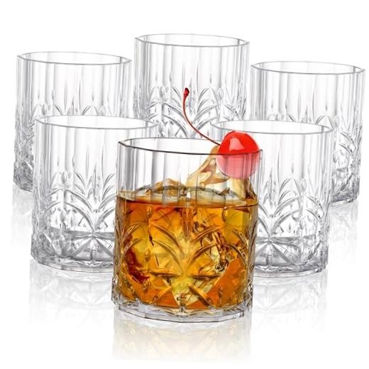 6 Pack Plastic Water Tumblers, 14 OZ Unbreakable Acrylic Whiskey Drinking