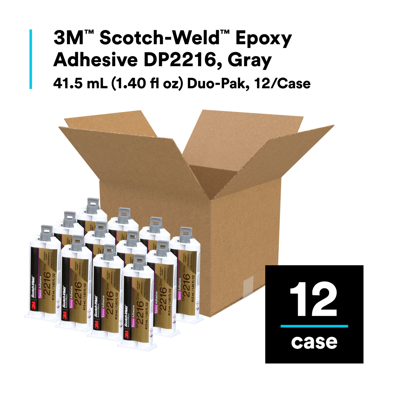 3M Scotch-Weld Epoxy Adhesive DP2216, Gray, 41.5 mL Duo-Pak