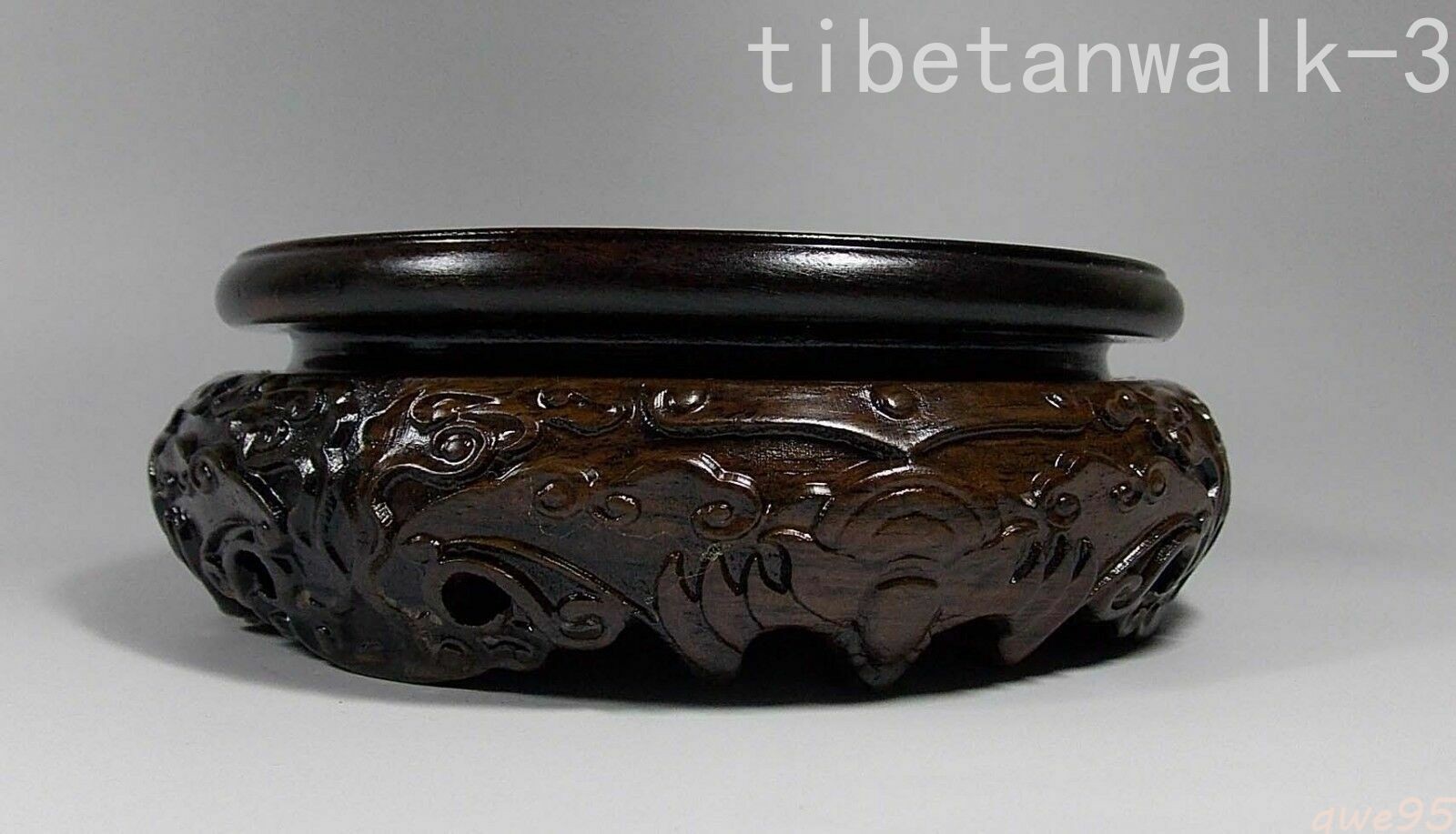 4.5 Inch Wood Round Base Display Stand for Vase Incense Burner Teapot Statue