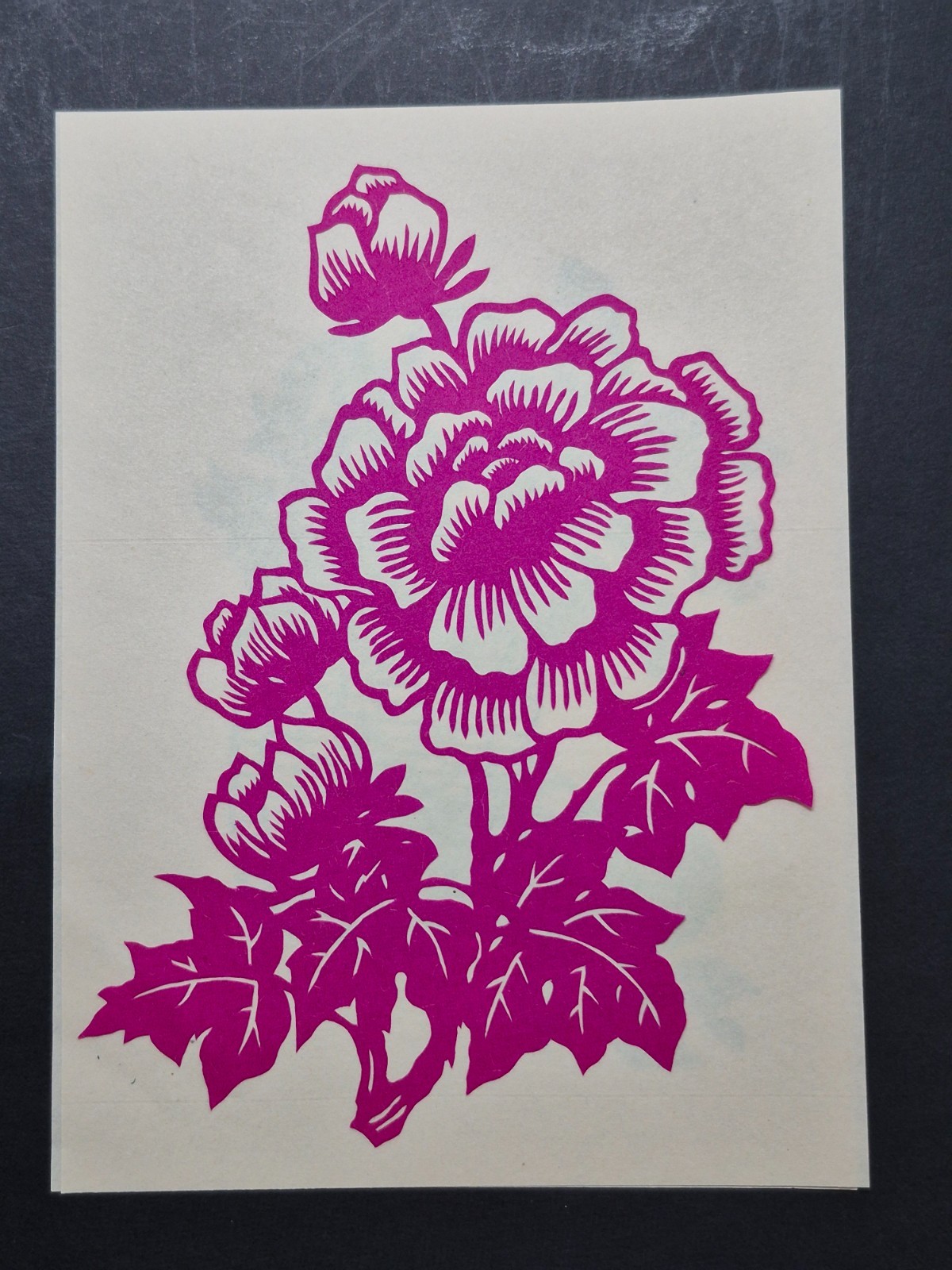 Unused Set of 10 Chinese Folk Art Paper cuts Floral, Fruit basket & fish Design