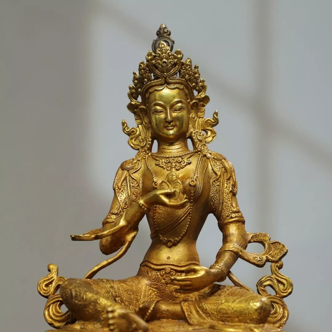 Fengshui copper Bronze Gilded Gold [One of the Twenty One Tara] Buddha Statue