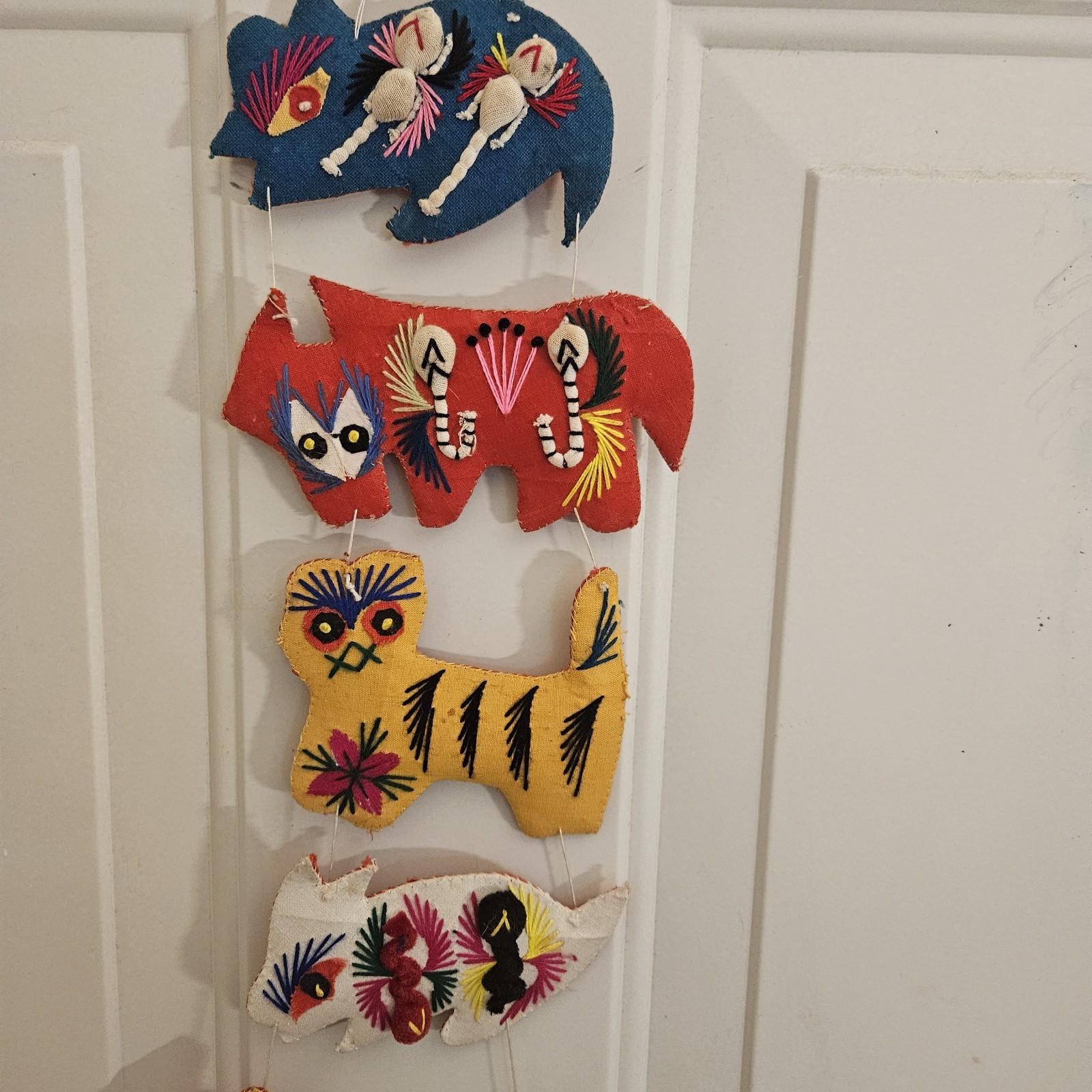Chinese Zodiac Folk Art Garland Chinese Animals Embroidered Long Colorful