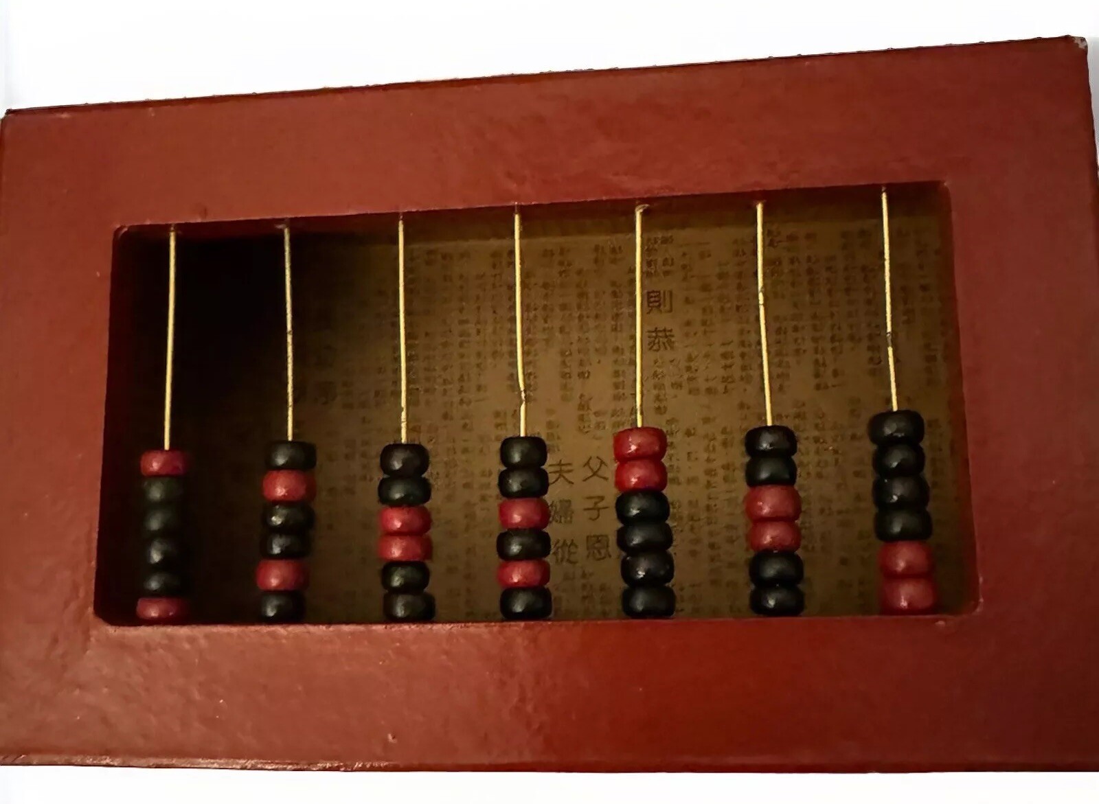 Vintage Black Made in Philippines Wooden Abacus Storage Box Wood. Beads.