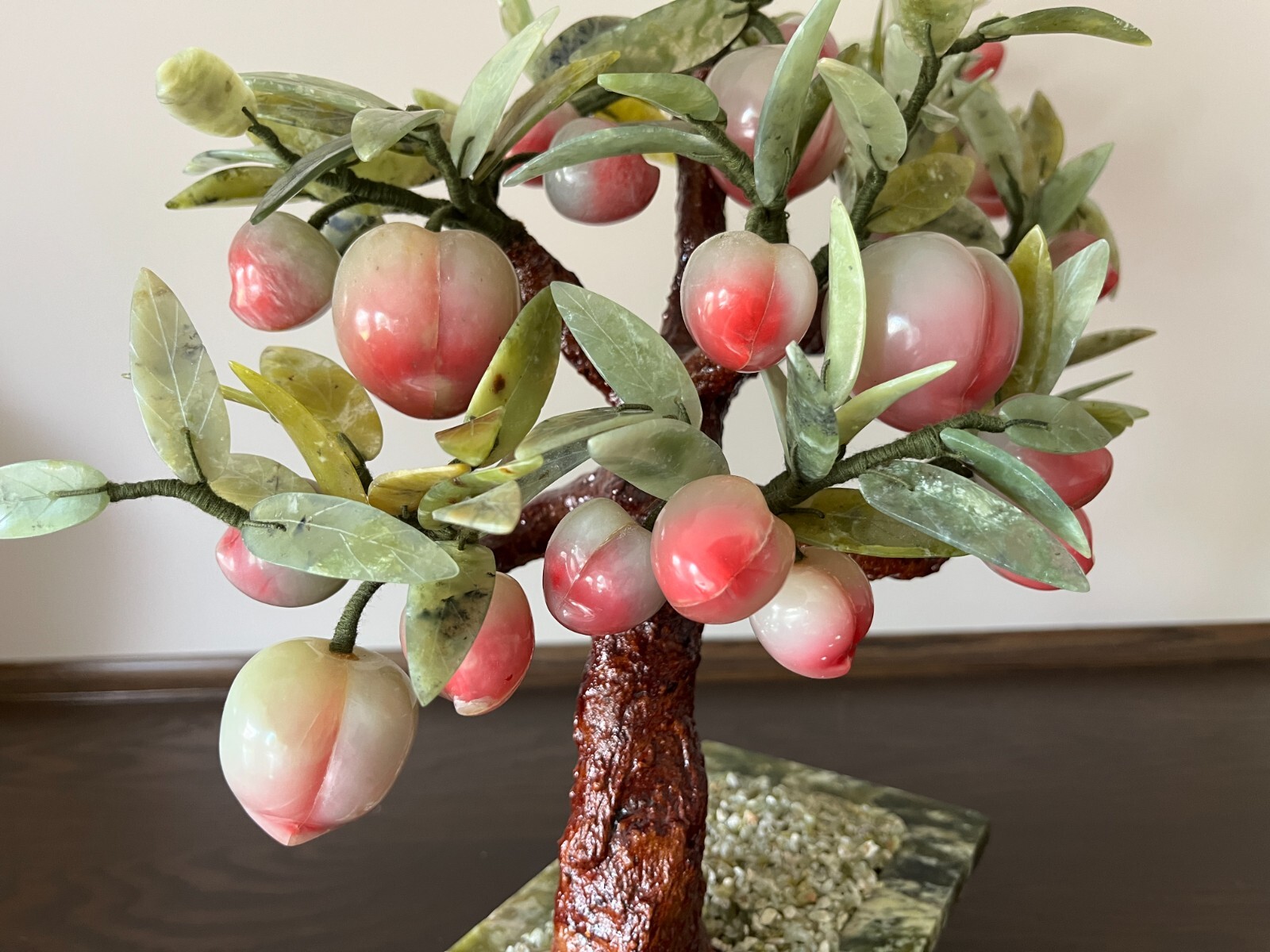 Chinese Carved jade Gemstone Peach Tree ,BonsaiTree 1970-1980