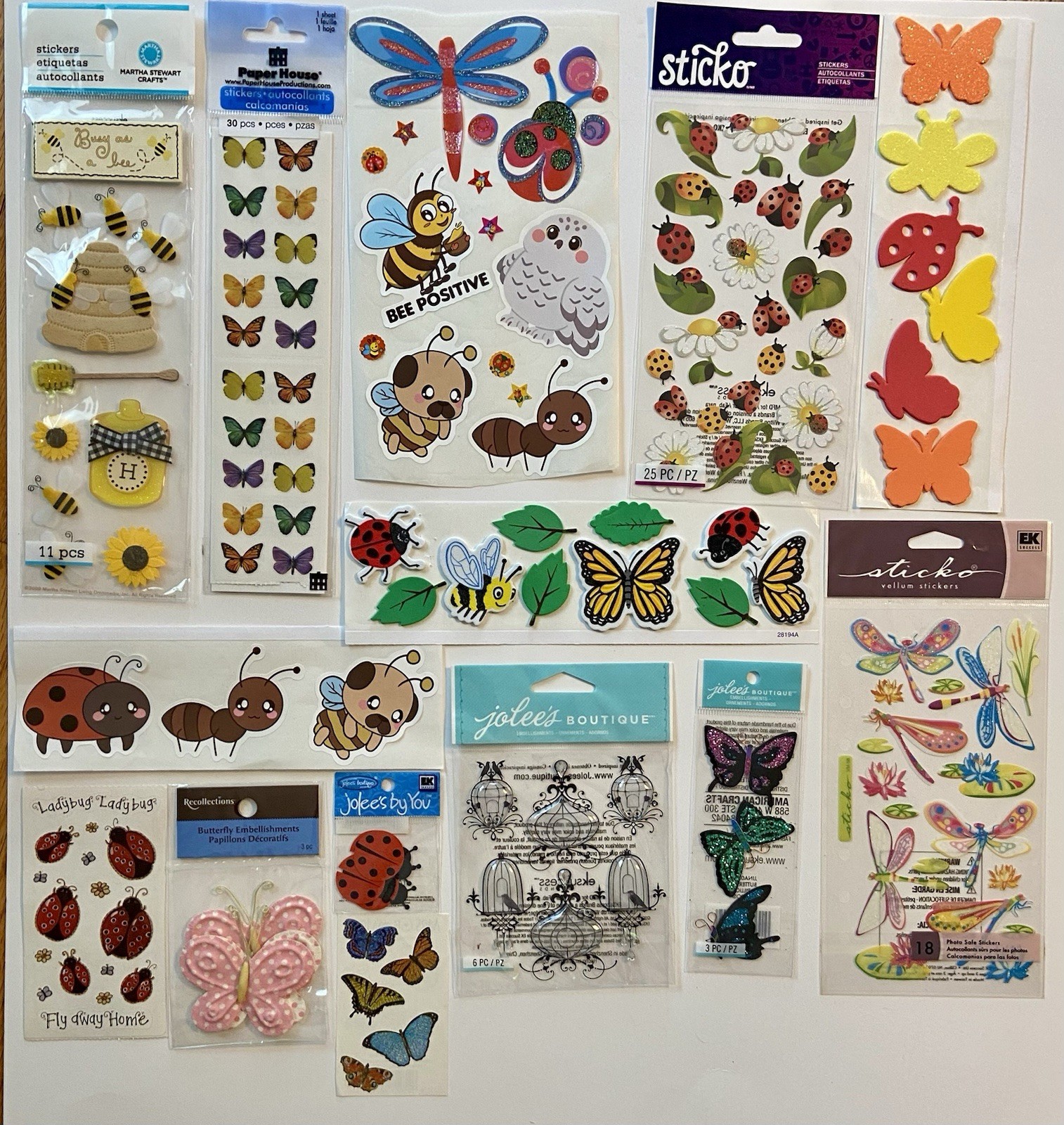 Lot Of Bug Stickers! Jolee’s Boutique, Recollections Sticko, Martha Stewart, Etc