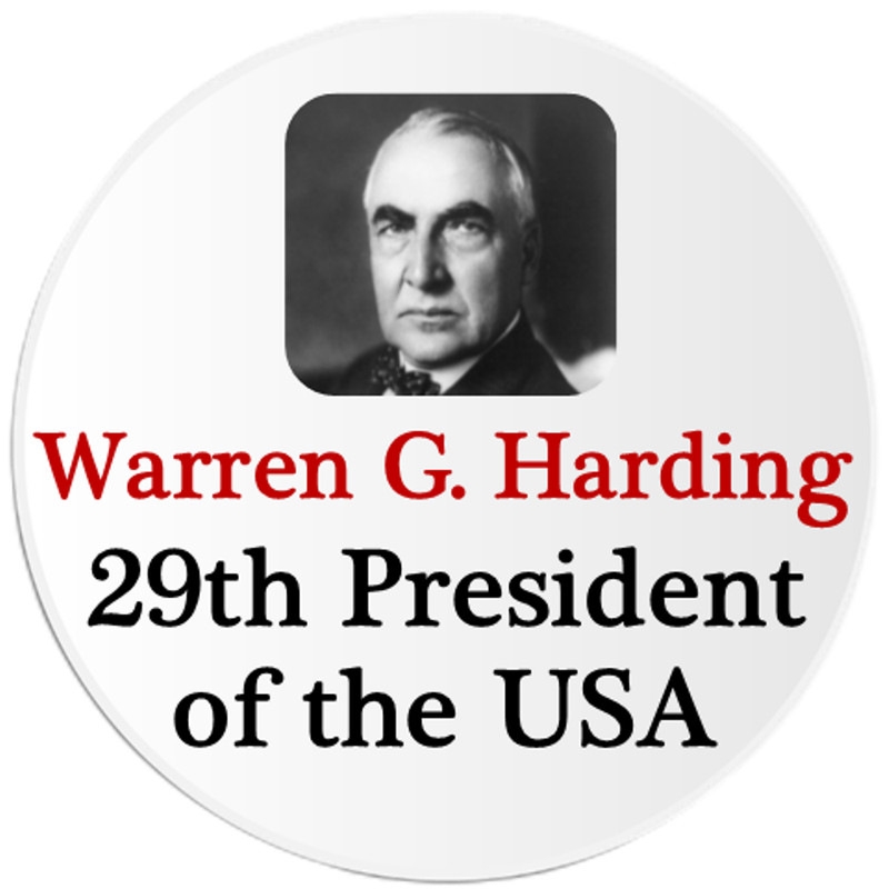 Warren G. Harding 29th President of the USA – Circle Sticker Decal 3 Inch
