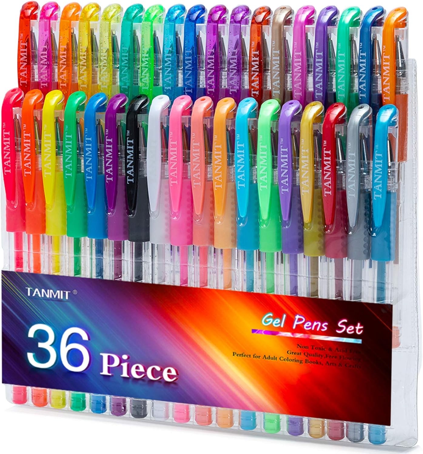 TANMIT 36 Colors High Ink Gel Pens Set for Drawing