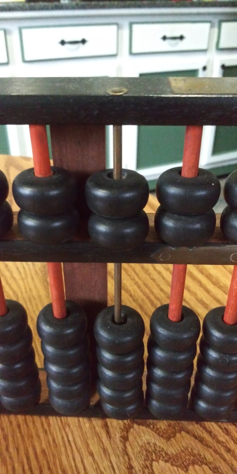Antique Wood & Brass Abacus Lotus Flower Type 11 Rods 2 Brass 77 Beads Old VGC!!