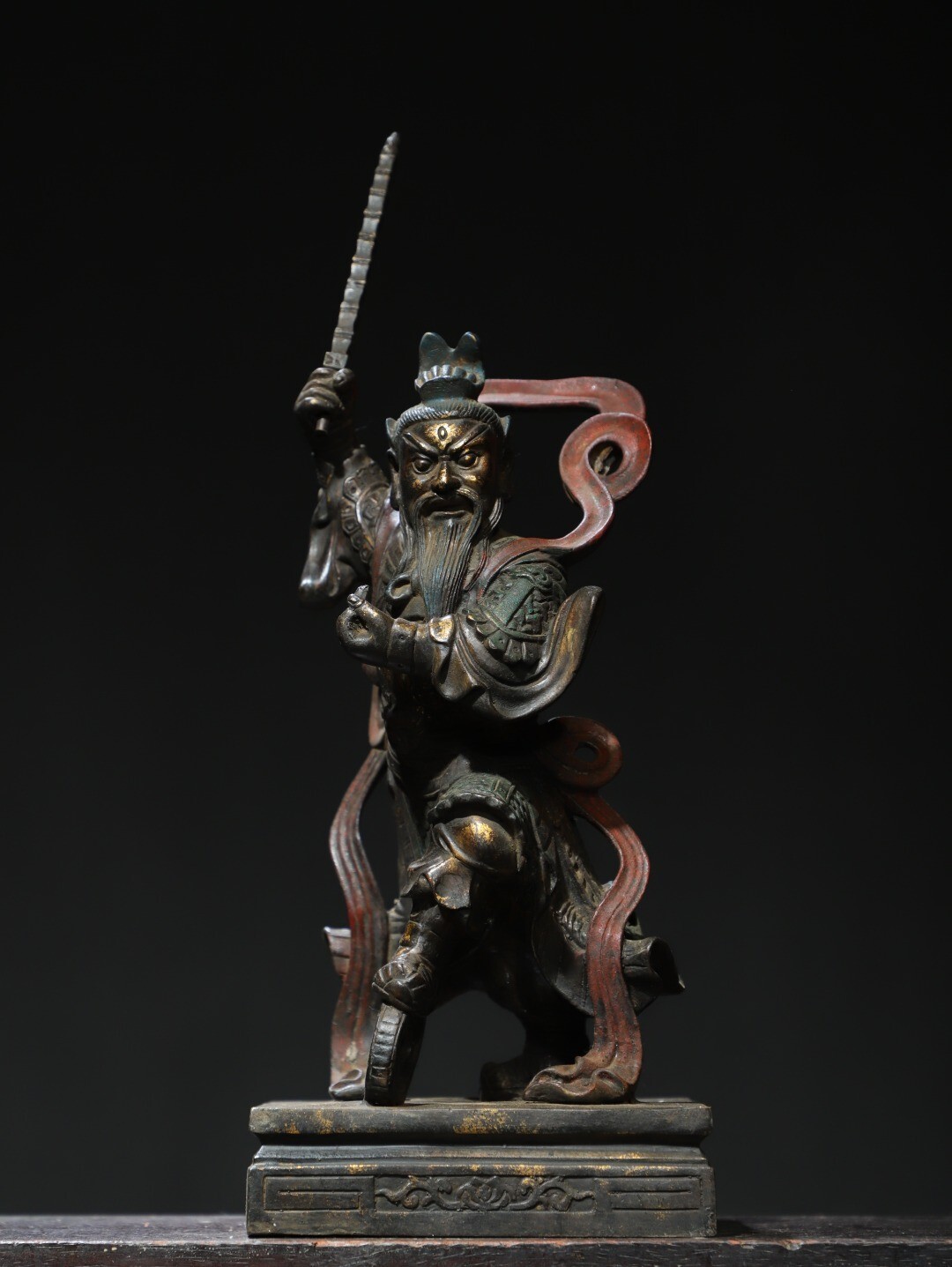 Home worship of religious bronze and gold statue of Wang Lingguan