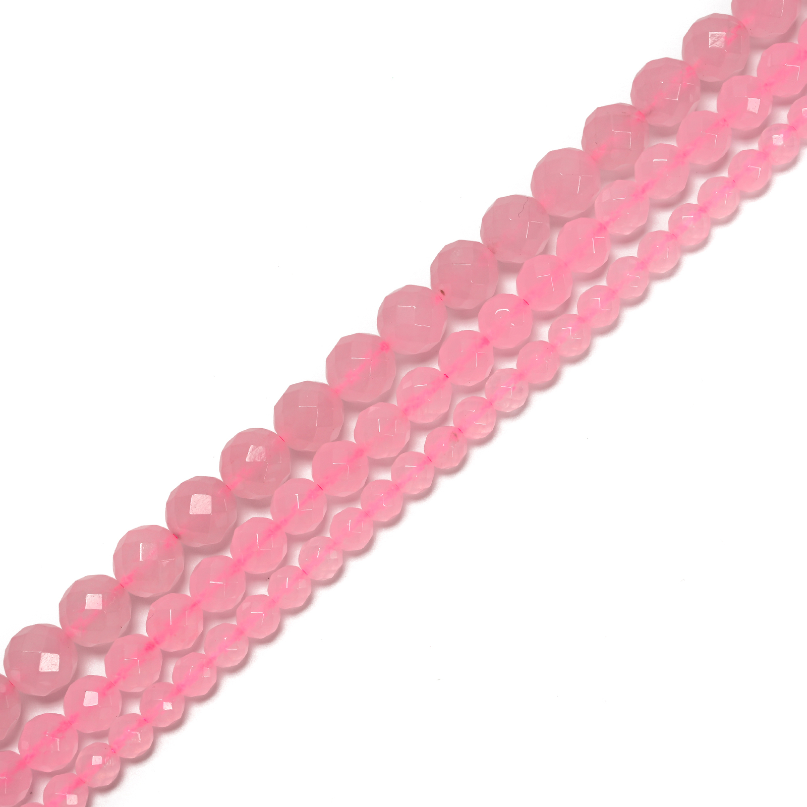 Natural Rose Quartz Faceted Round Beads 6mm 8mm 10mm 12mm 15.5″ Strand
