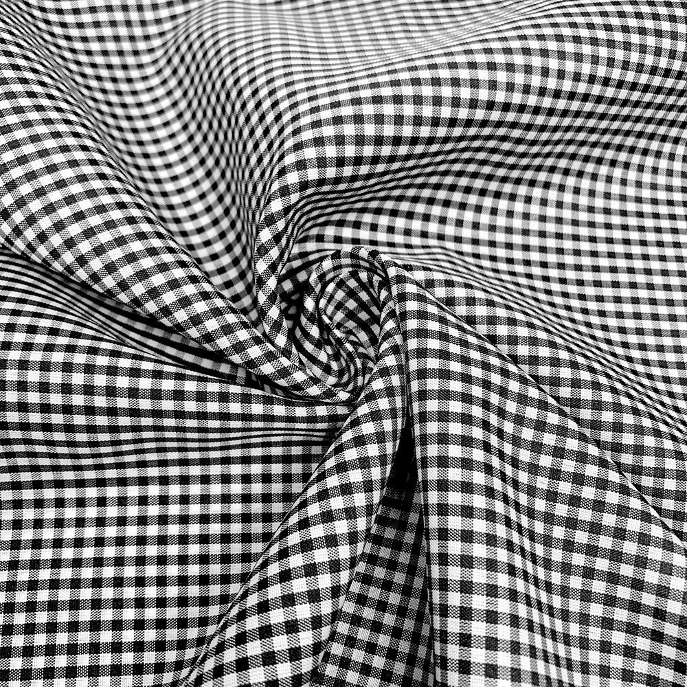 Gingham Check Poplin Fabric 1/16 Inch Plaid Yarn Dyed Cotton Polyester