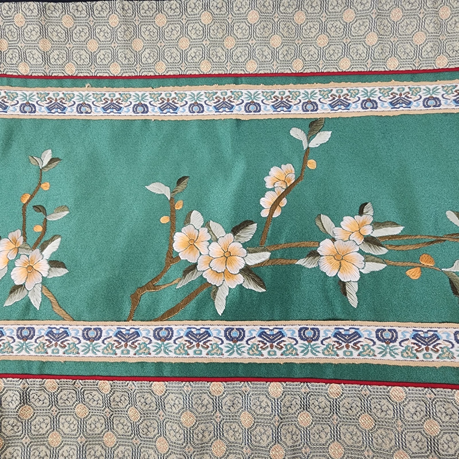 Vintage Dun Huang Beijing Silk Art Hand-embroidered tapestry panel Plum blossom