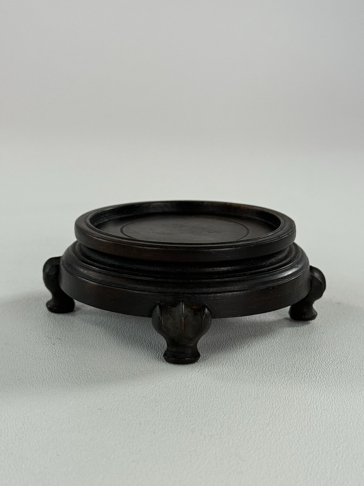 Lot of 3 Vintage Asian Round Carved Wood Pedestal Stand Vase Display Bases
