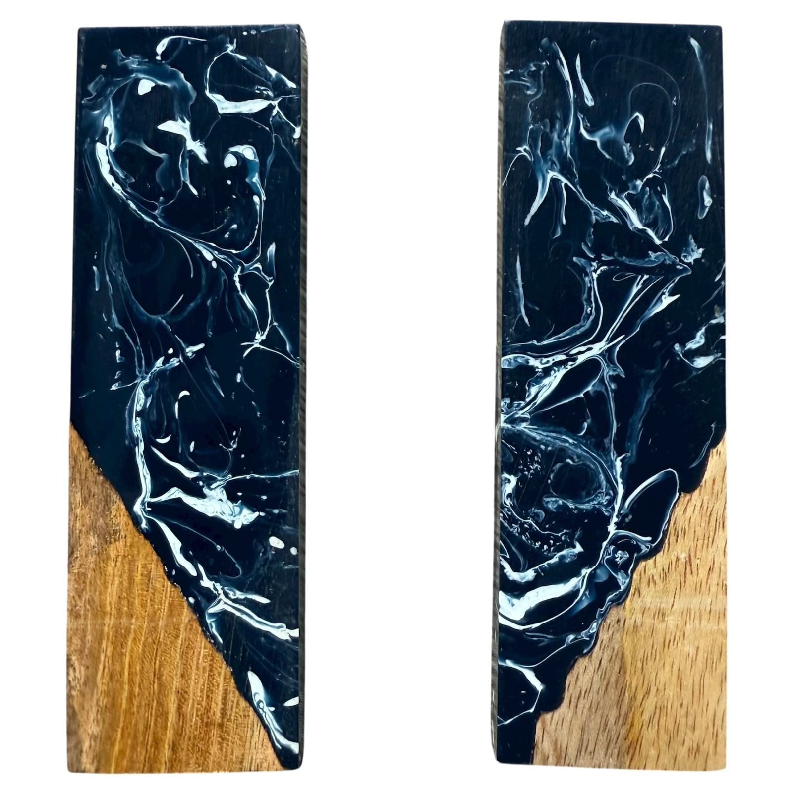 Hybrid Black Resin Wood Knife Scale Blank Pair 5″ Acrylic Crafting Set Wooden