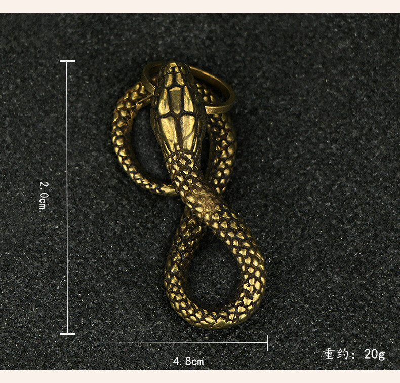 Handmade Copper Retro Twelve Zodiac Plate Snake Belt Hanging Keychain Hook Gift