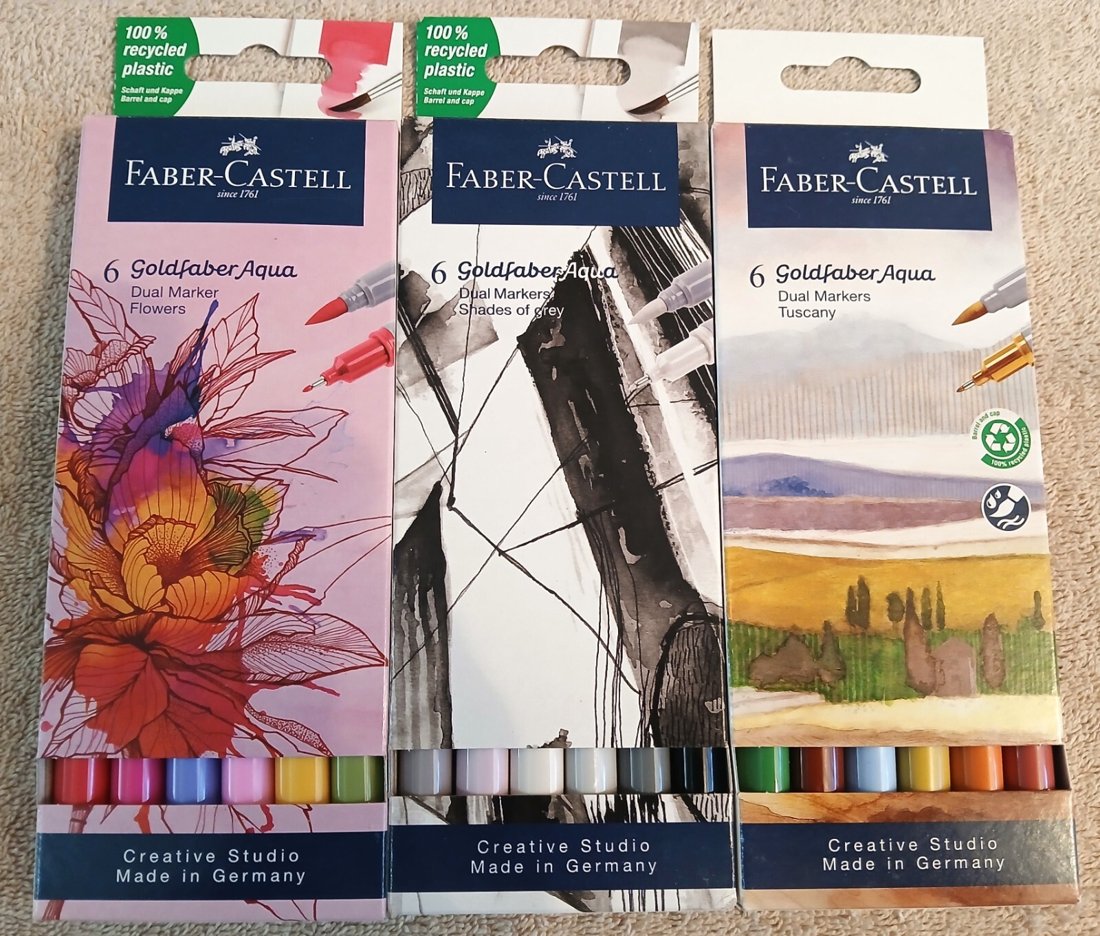 NEW ~ Faber-Castell ~ Lot of 3 ~ 6 pack of Goldfaber Aqua Dual Markers Sets #2