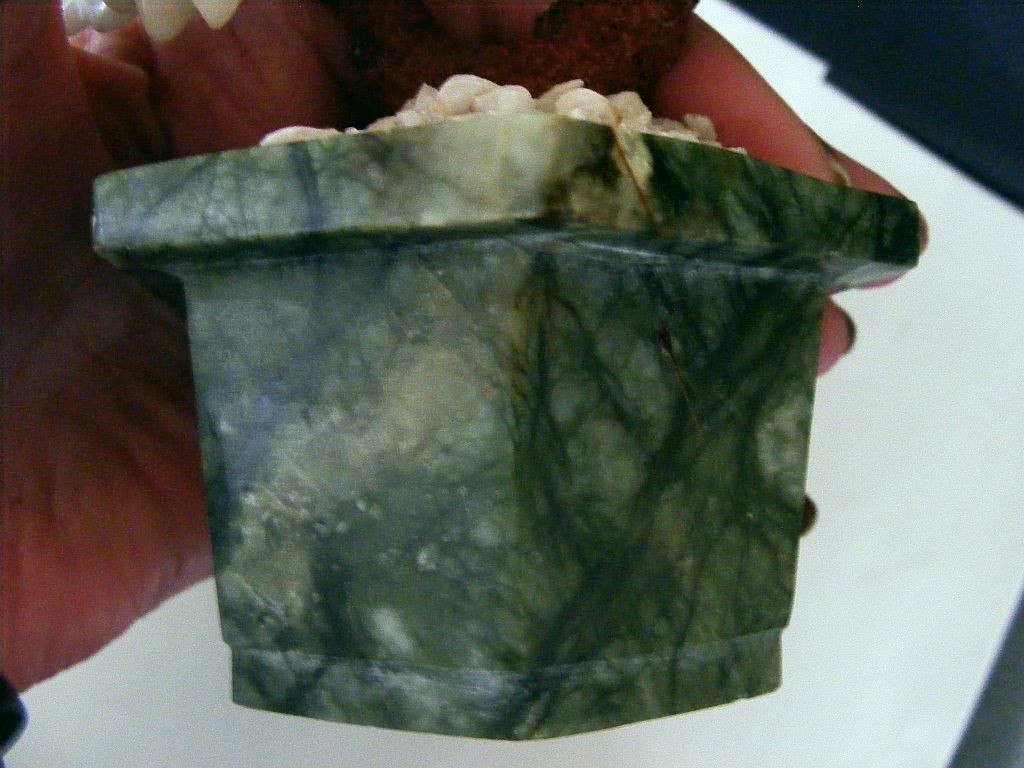 Chinese Hardstone Flower Tree Vintage Carved Jade & Stone 7 1/2″