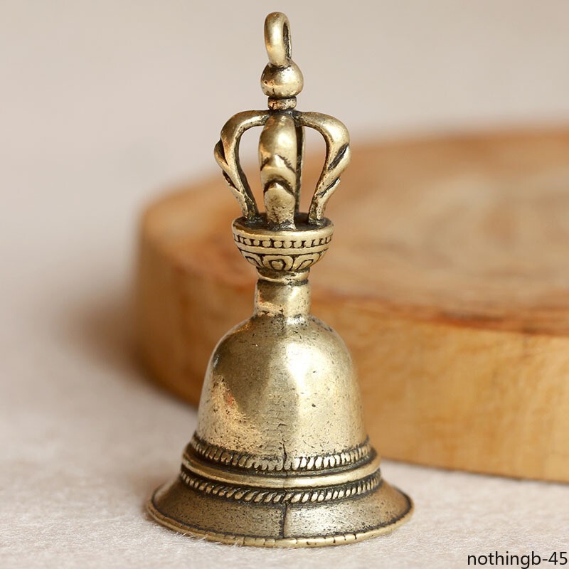 2* Vintage Brass Keychain Pure Copper Bronze Bell Small Pendant Car Key