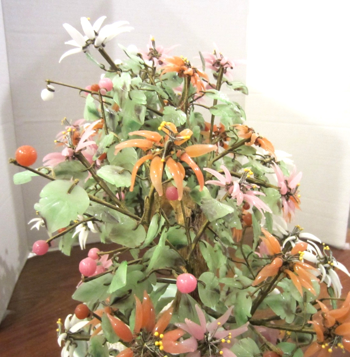 spectacular vintage multi-color flowering glass bonzai tree 31 ” long