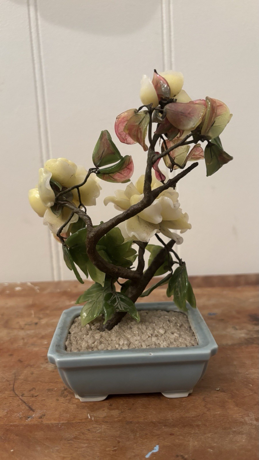 Vintage Made In Japan Glass Bonsai Tree In Bloom